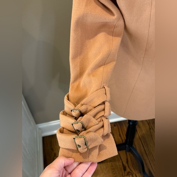 Women’s TWELVE By ONTWELFTH Camel collarless zip front jacket- Size Medium - Picture 6 of 10